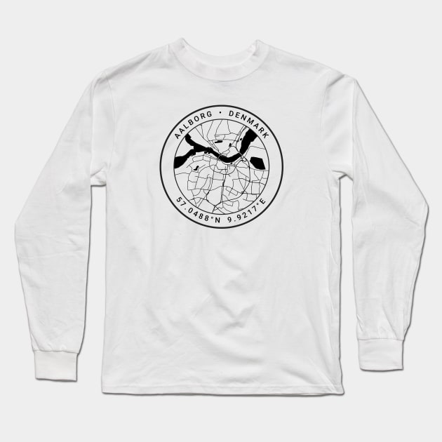 Aalborg Map Long Sleeve T-Shirt by Ryan-Cox